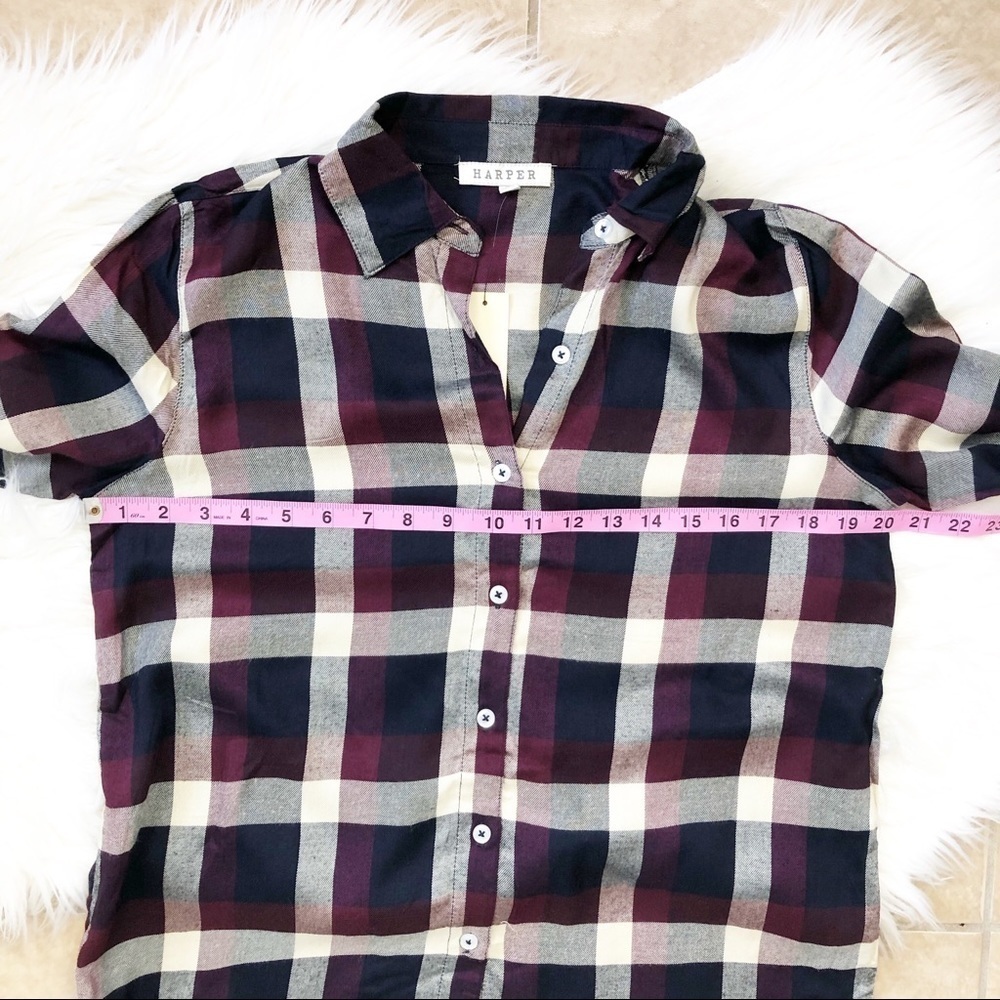New Francesca’s Byrdie plaid button down top - Picture 7 of 8